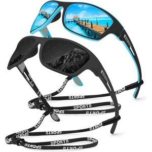 2 Pack Polarized Sports Sunglasses Men Driving Cycling Fishing 100%UV Protection
